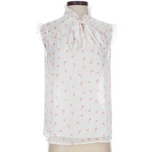 NWT Ann Taylor Sleeveless Ruffle Bow Blouse – Size XS